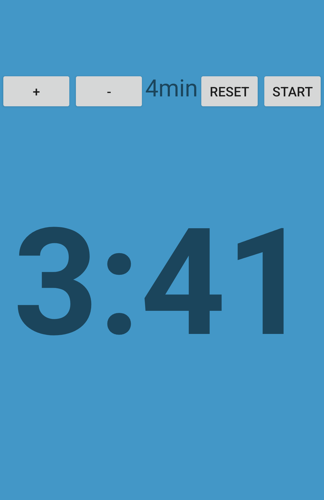 Screenshot of the hourglass app, with its simple UI. The hourglass is rotated whenever user touches the screen.