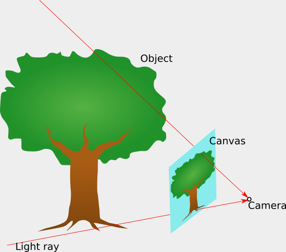 Diagram showing the canvas spread in front of the camera.