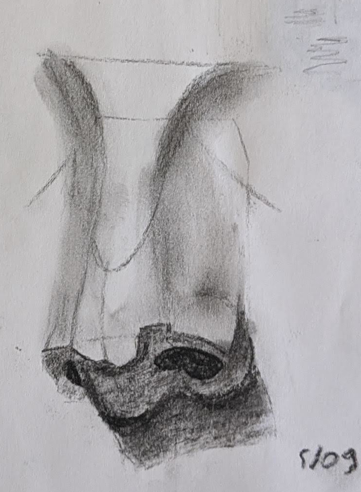 Nose picture drawn with charcoal.